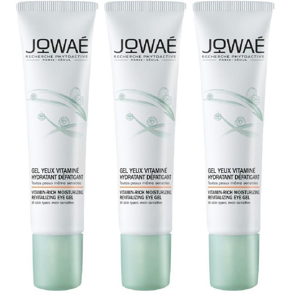 Tre tubi di Jowaé Gel Contorno Occhi Vitaminizzato Idratante Energizzante Anti Fatica.