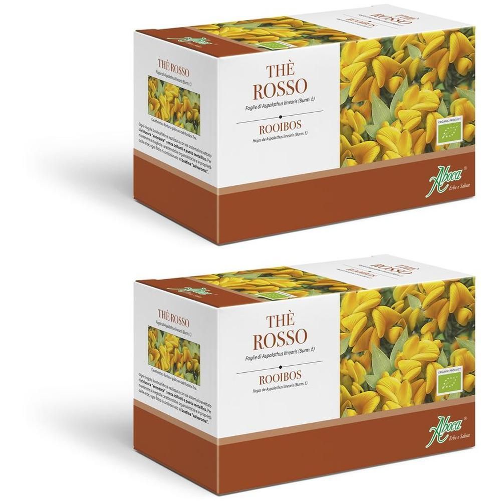 Due confezioni di Aboca Thè Rosso Rooibos con fiori gialli.