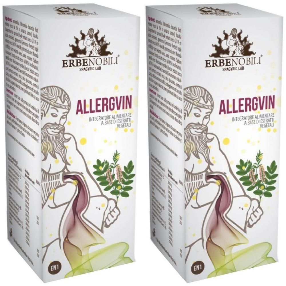 Due confezioni di Allergvin, integratore alimentare a base vegetale.