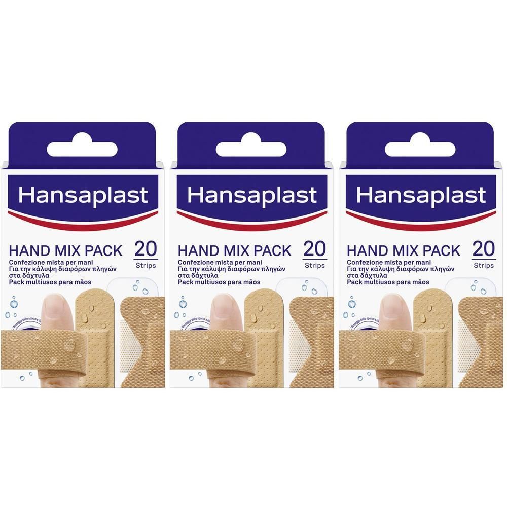 Hansaplast Cerotti Hand Mix Pack, Cerotti flessibili per mani e dita, 20 pezzi in 5 formati