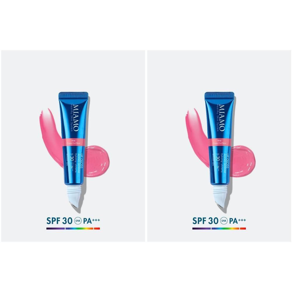 Tubo blu con balsamo labbra rosa e scritta SPF 30 PA+++.