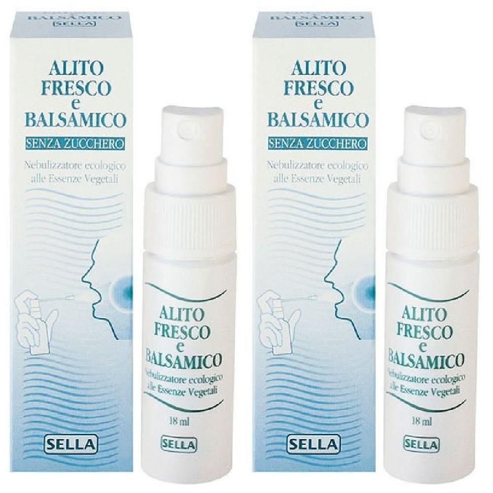 Due flaconi e scatole Sella Alito Fresco e Balsamico, 18 ml.