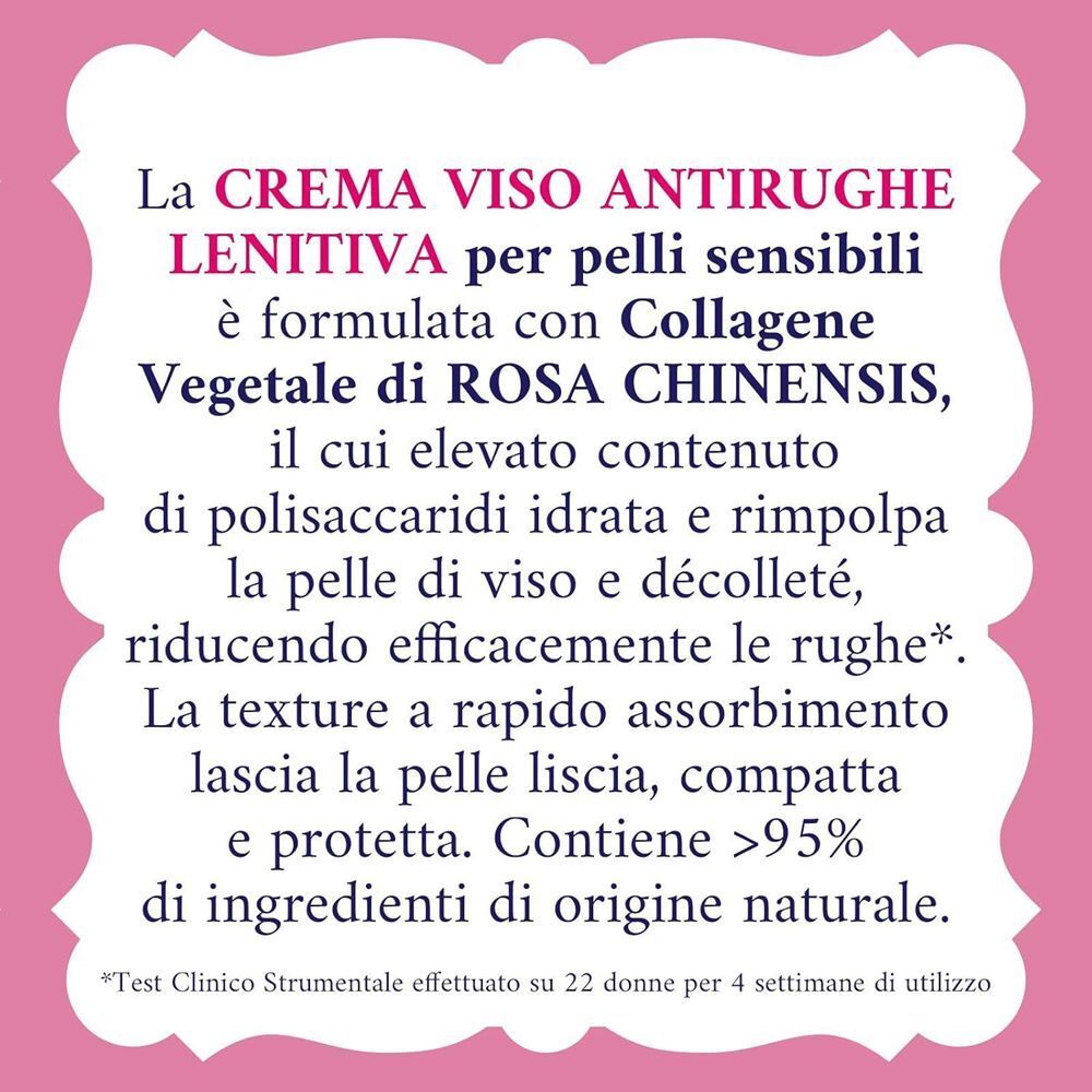 Dettagli sulla Crema viso Acqua alle Rose: collagene vegetale, per pelli sensibili.