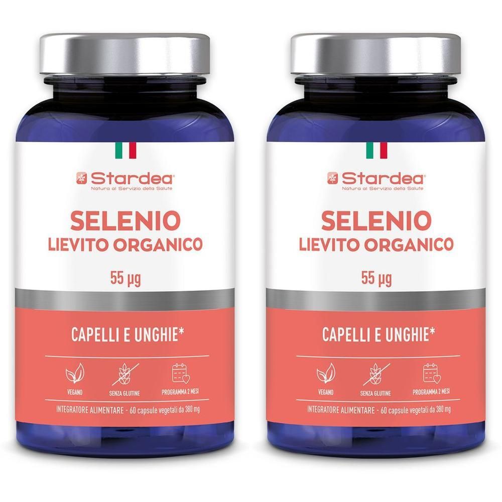 Due flaconi di Stardea Selenio Lievito Organico 55 µg Compresse per capelli e unghie.