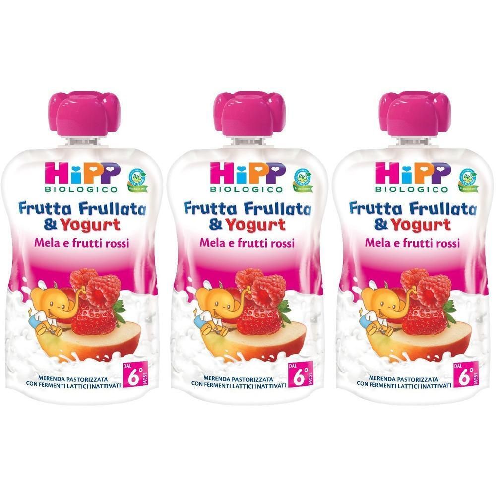 HiPP Biologico Frutta Frullata e Yogurt Mela e Frutti Rossi