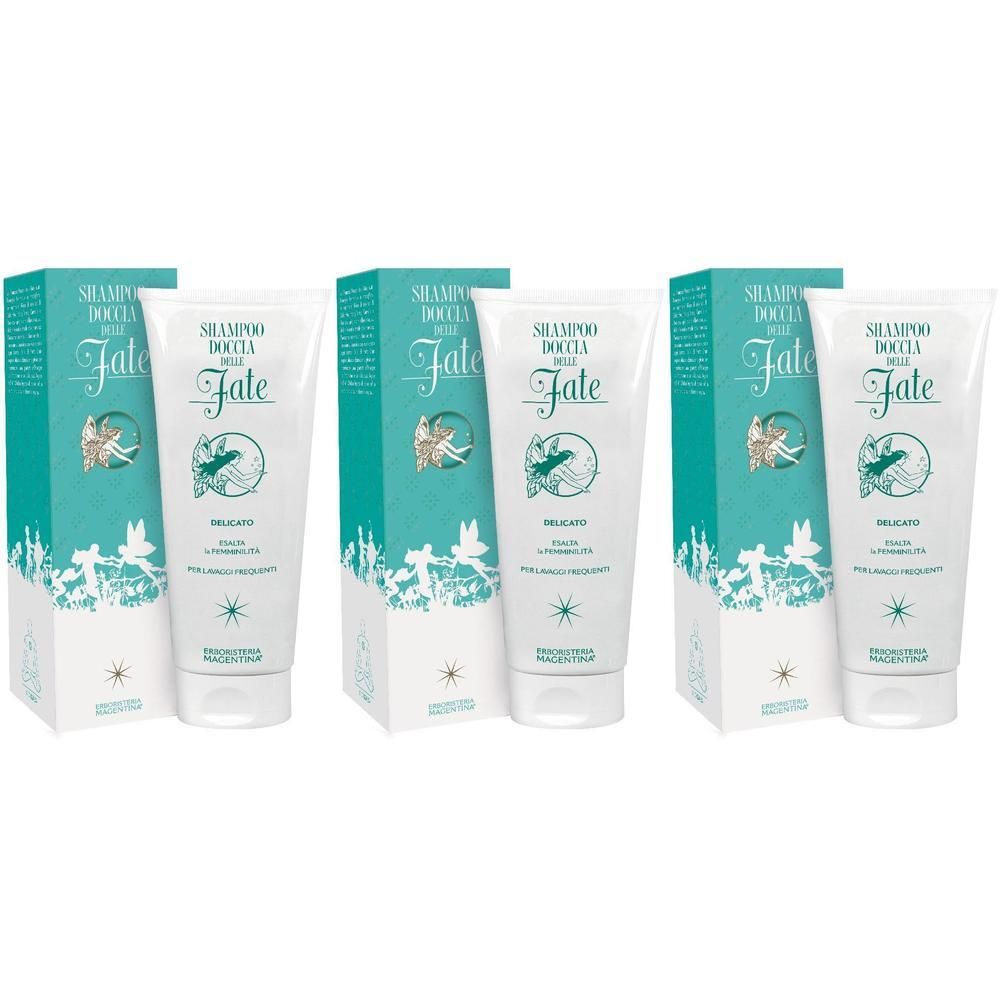 Tre tubi e scatole di shampoo delicato.