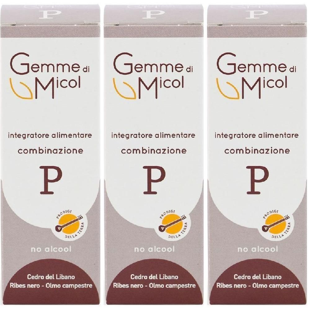 Tre confezioni di Gemme di Micol P Plus, integratore alimentare, no alcool.