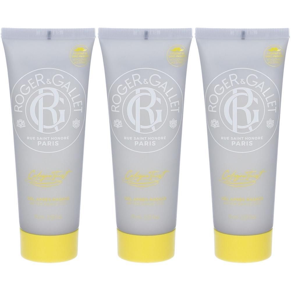 Tre tubi di crema mani Roger & Gallet con tappo giallo, 75ml.