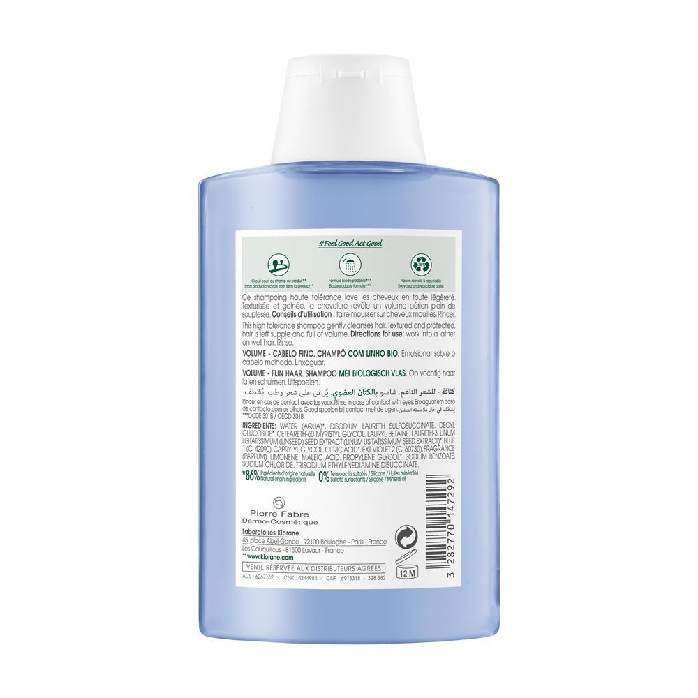 Klorane Shampoo al Lino BIO 200ml - Volume per capelli sottili