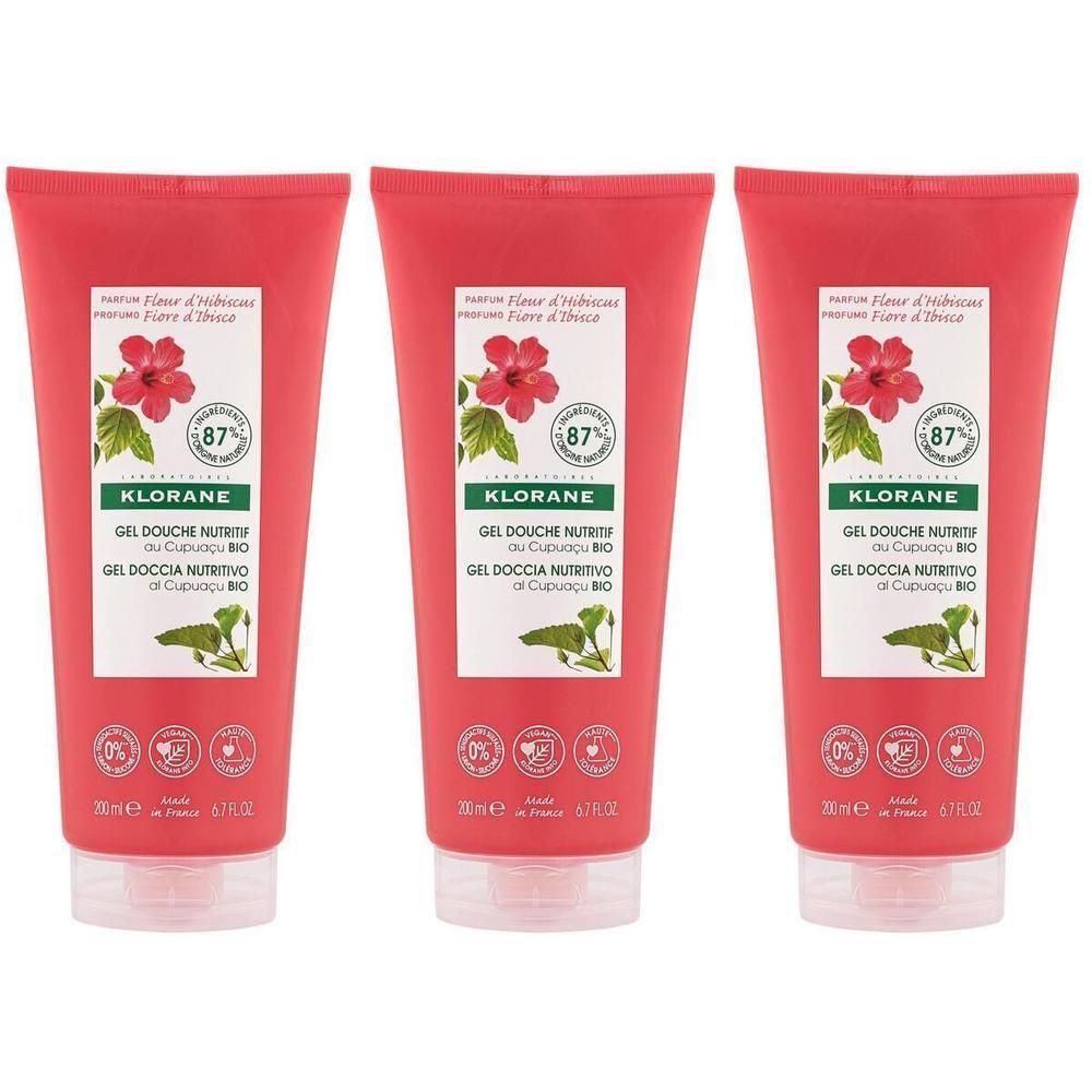 Klorane Gel Doccia Nutritivo al Cupuaçu BIO Profumo Fiore d'Ibisco 200ml - Tutti i tipi di pelle