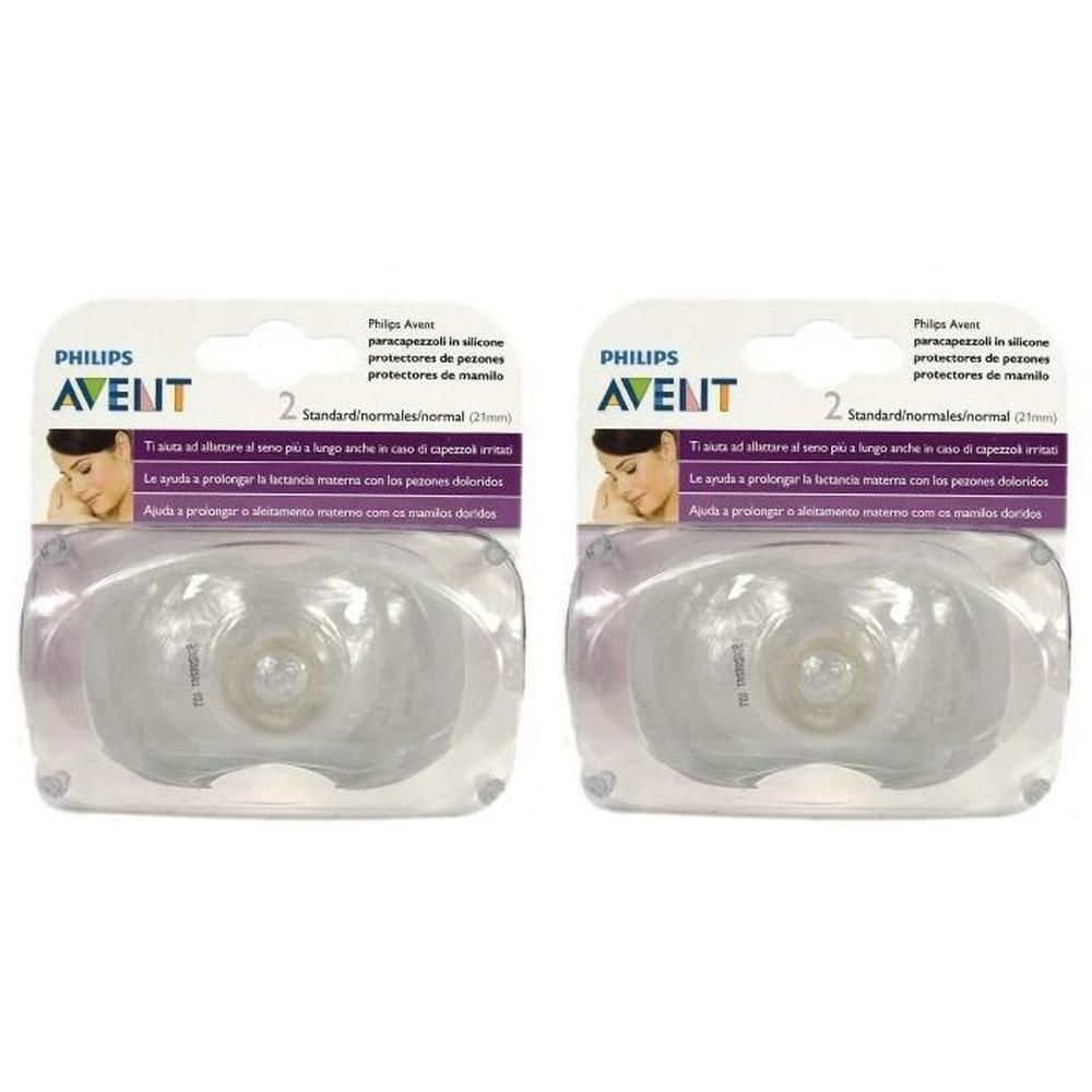 Philips Avent proteggi-capezzoli in silicone, 2 pezzi, Standard/Normal (21mm).