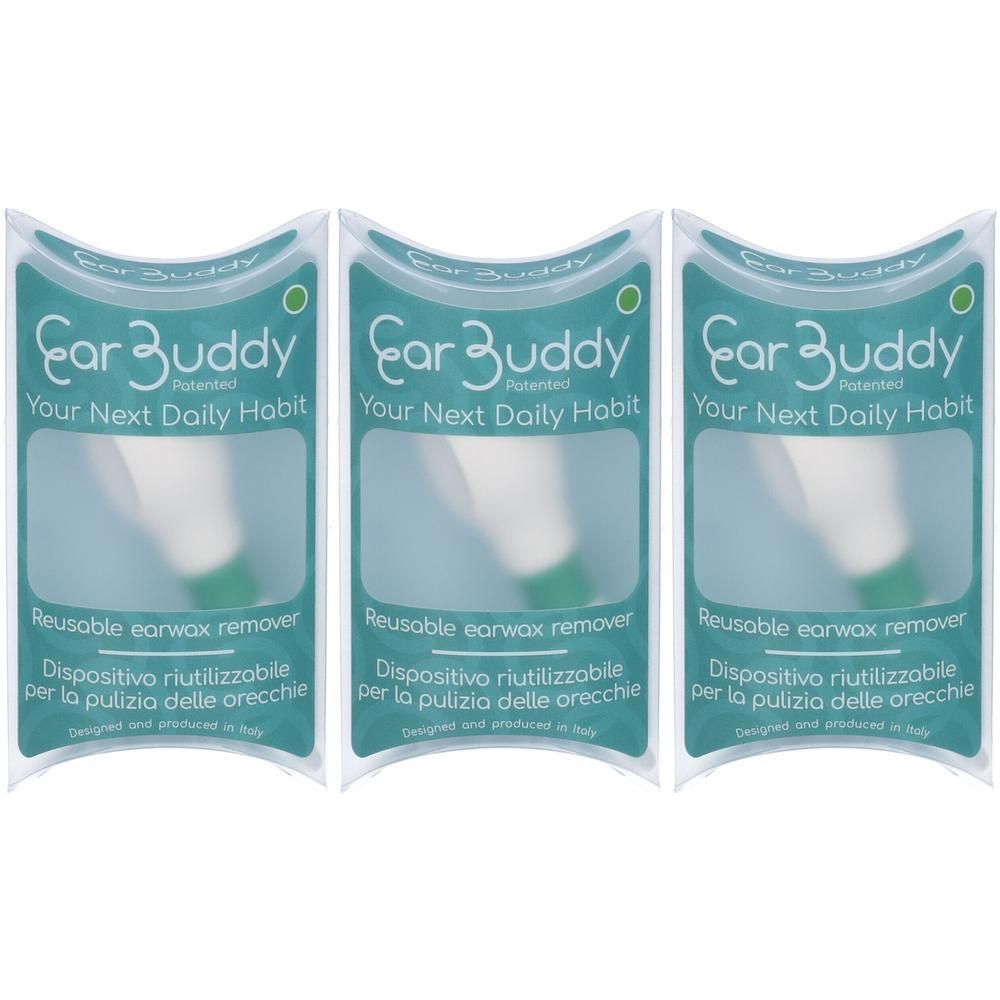 Tre confezioni EarBuddy Verde, pulitori per orecchie riutilizzabili.