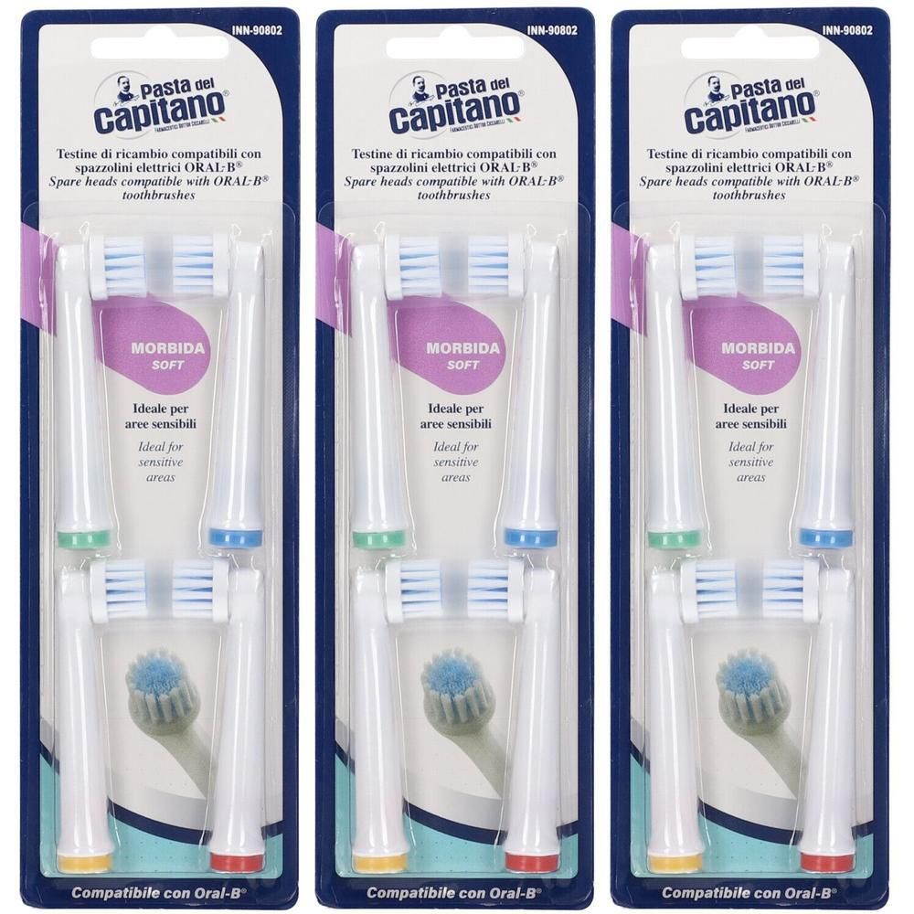 Pasta Del Capitano Testine Di Ricambio Compatibili Con Spazzolini Elettrici Oral-B Setole Regolari Setola Morbida-image