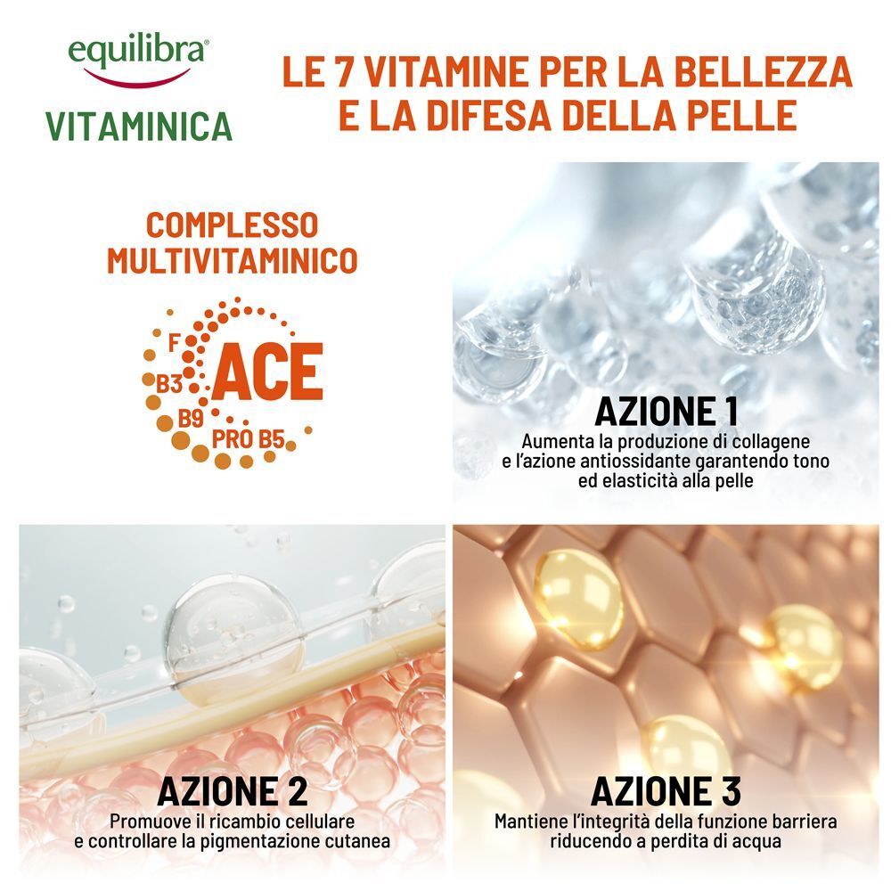 Sette vitamine per la bellezza e la difesa della pelle: produzione collagene, ricambio cellulare, antiossidante.