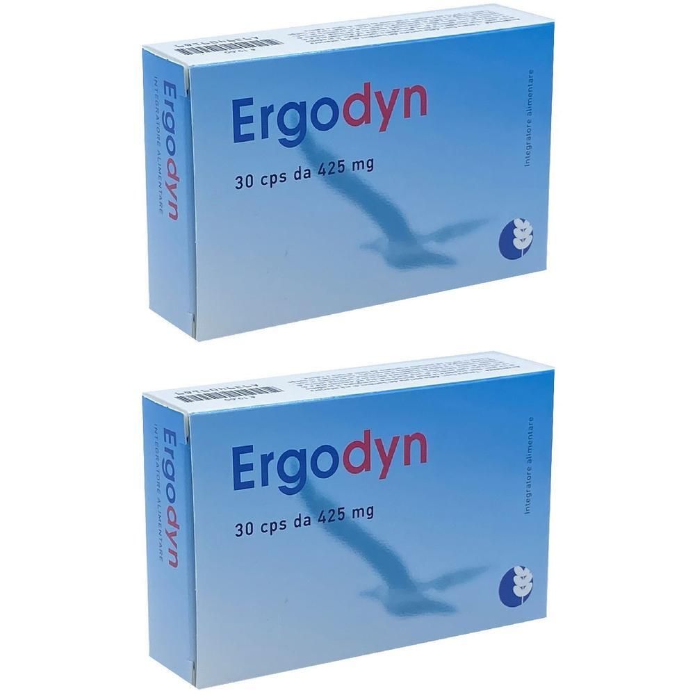Due confezioni di Ergodyn 30 capsule da 425 mg con immagine di gabbiano.