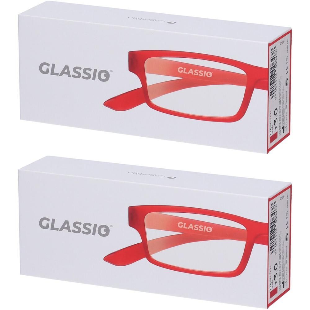 Occhiali da Lettura Glassio Cupertino Colore Rosso Gradazione +3,0