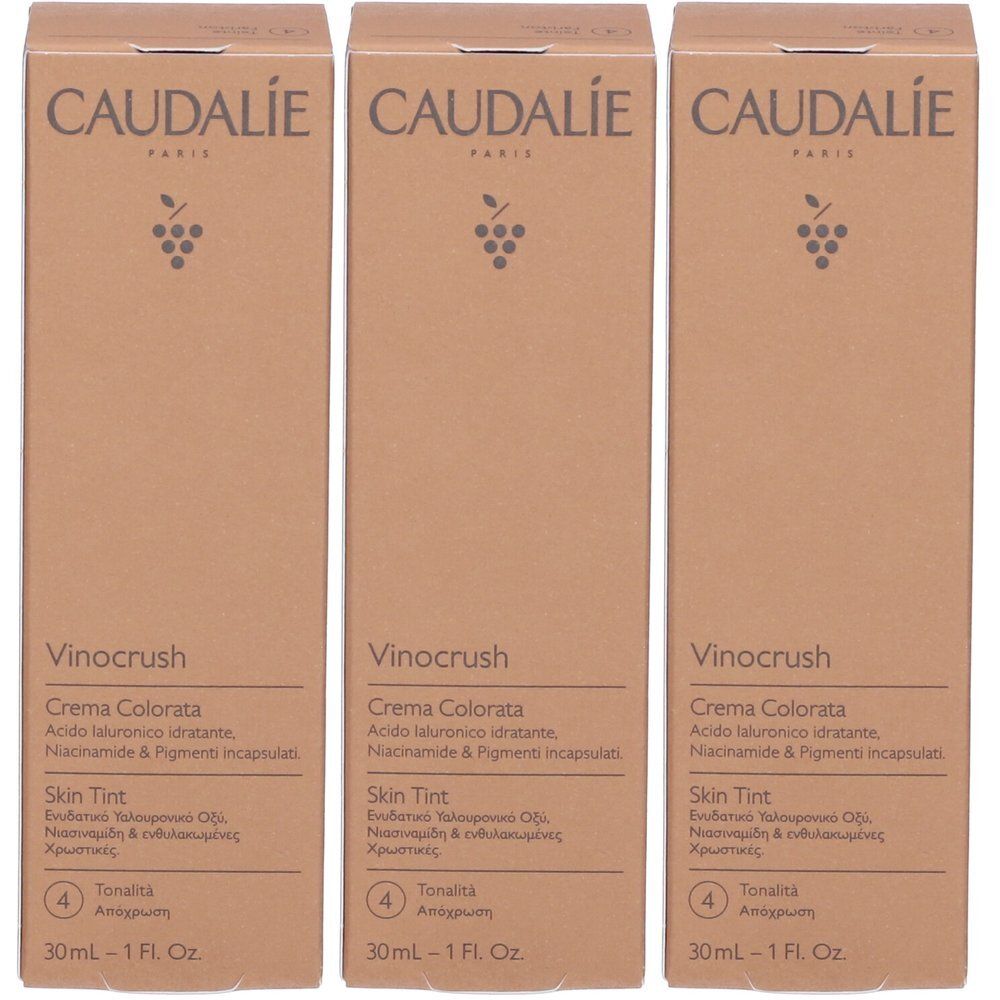 Tre confezioni Caudalie Vinocrush Skin Tint, tonalità 4.