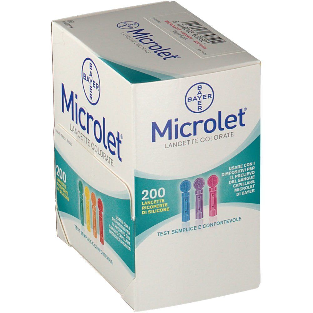 Bayer Microlet lancette colorate per misuratori di glicemia.