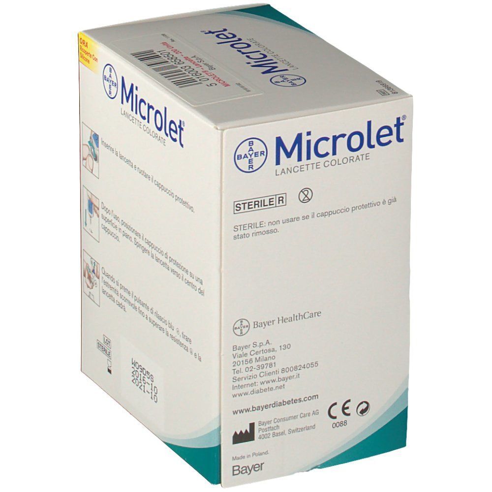 Confezione per lancette colorate Bayer Microlet.