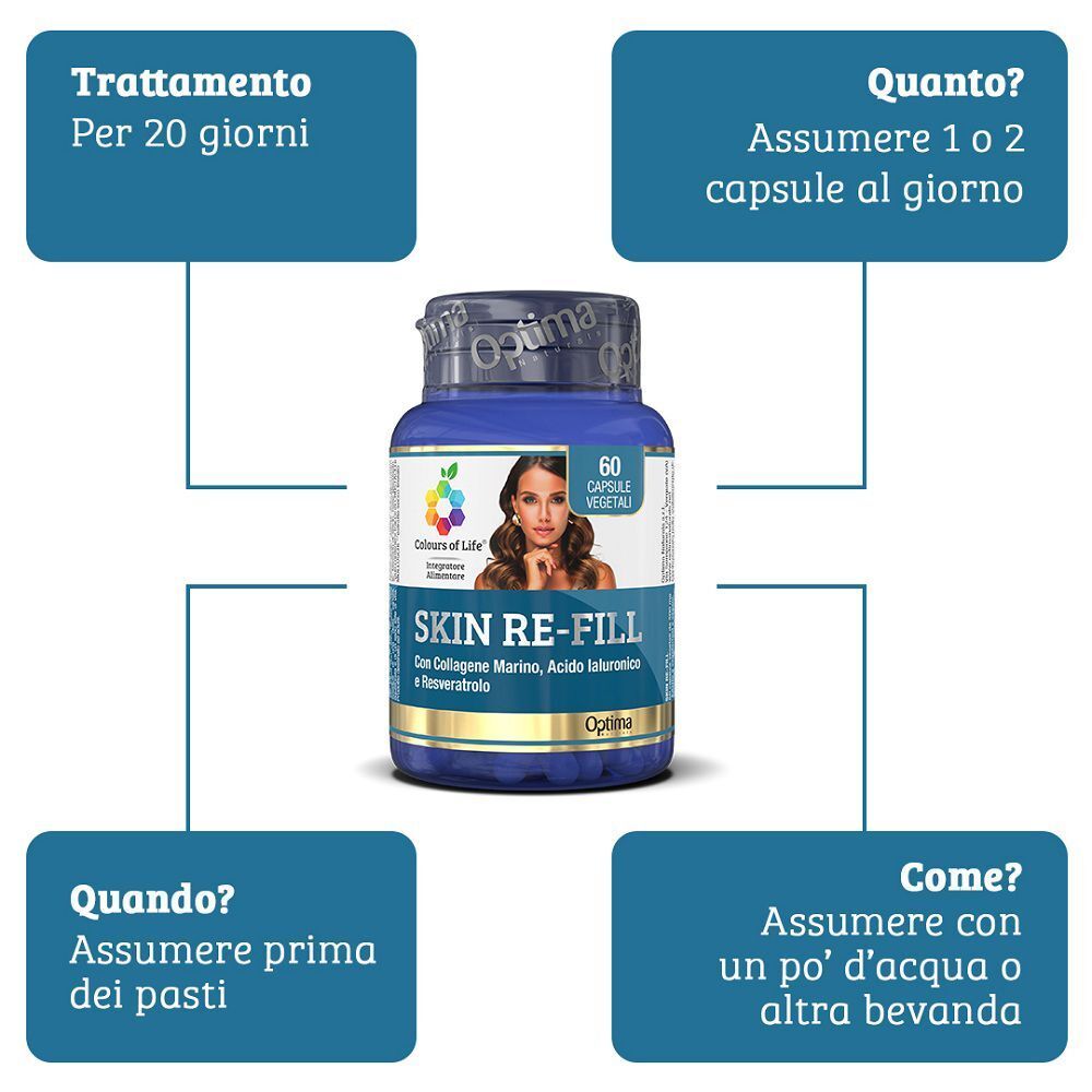 Flacone da 60 capsule vegetali, circondato da informazioni su uso e dosaggio.