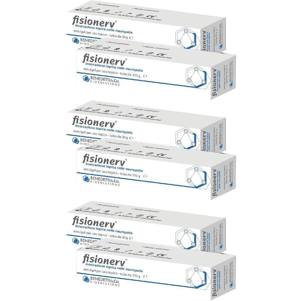 Sei tubi di Fisionerv Emulgel per uso topico per neuropatia.