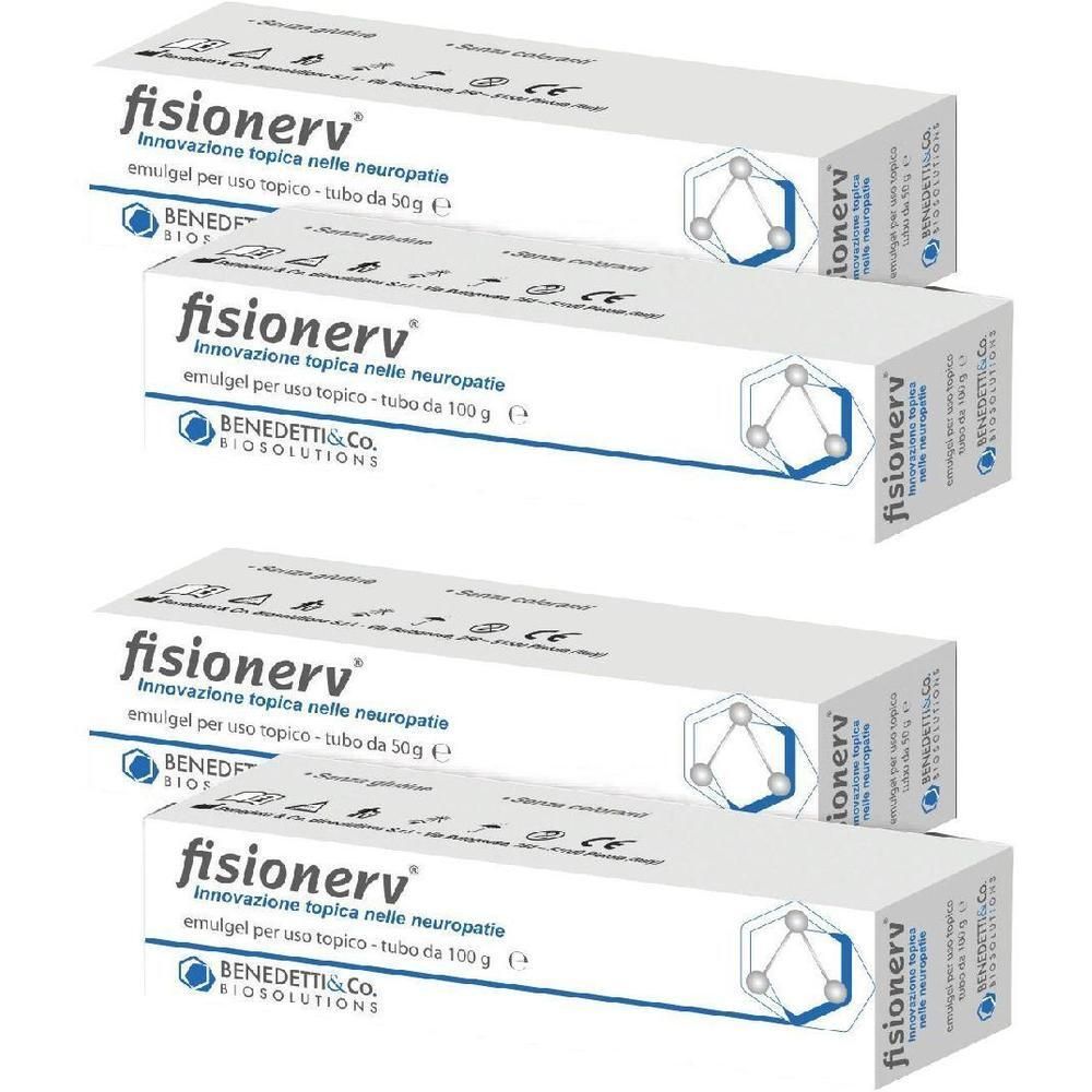 Fisionerv Emulgel: Due tubi (50g e 100g) per uso topico in caso di neuropatie.