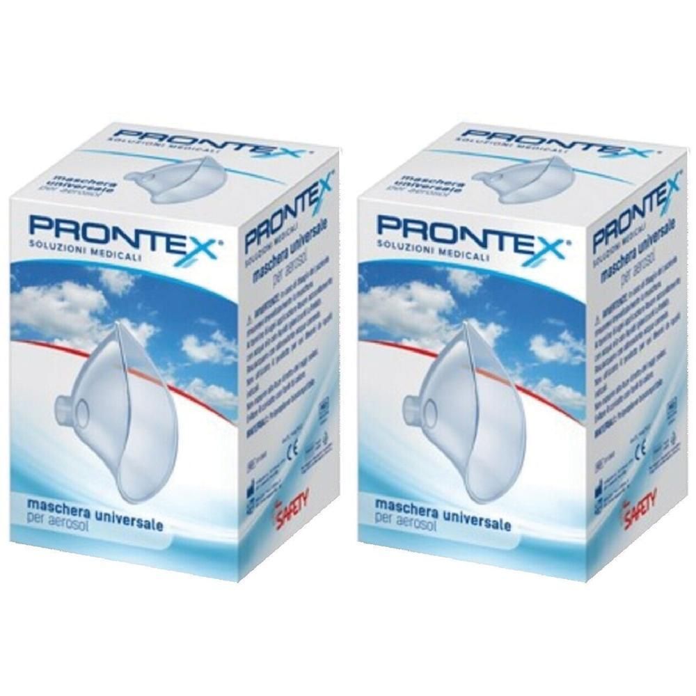 Due scatole di maschere universali per aerosol Prontex, soluzioni mediche.