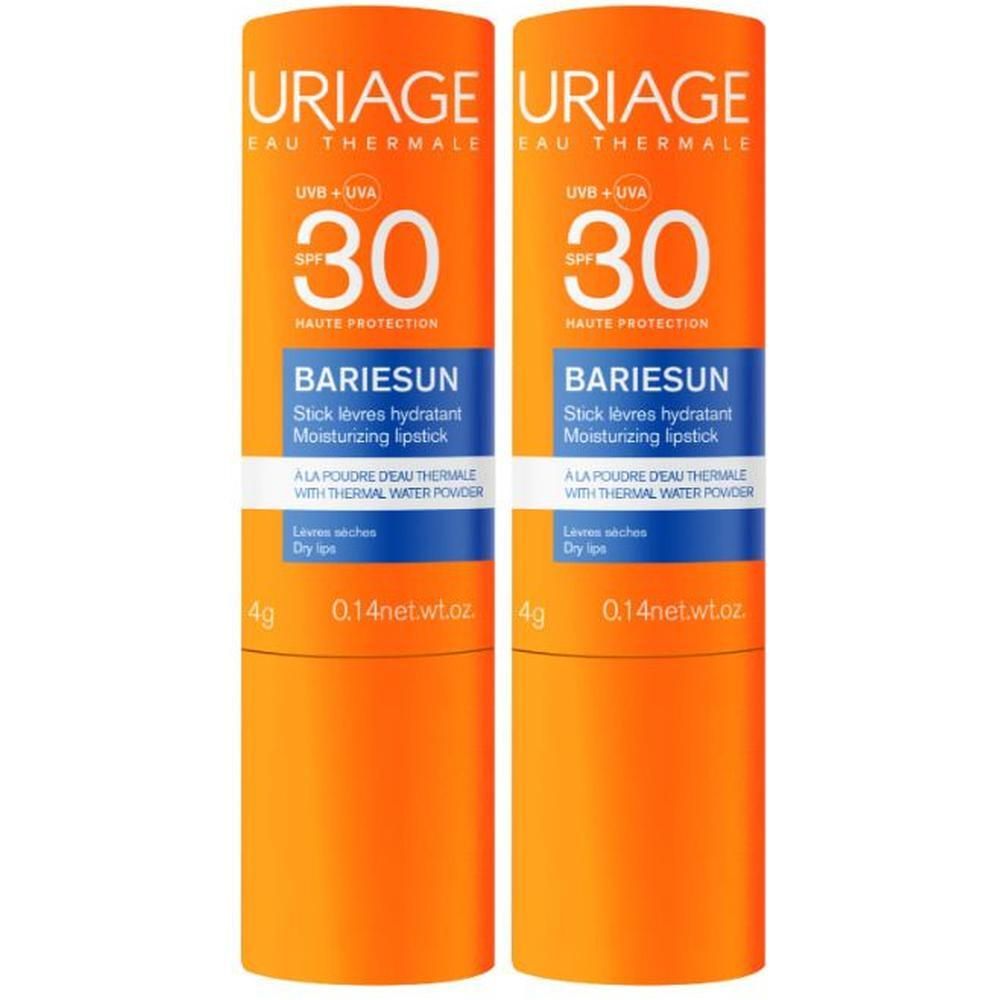 Due stick URIAGE Bariésun SPF 30 per labbra e zone sensibili.