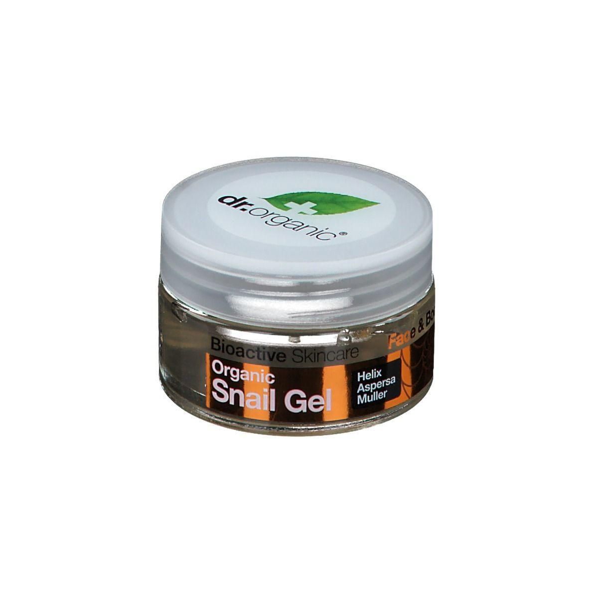 Dr. Organic Bioactive Skincare Gel di Lumaca Biologico in un barattolo di vetro.