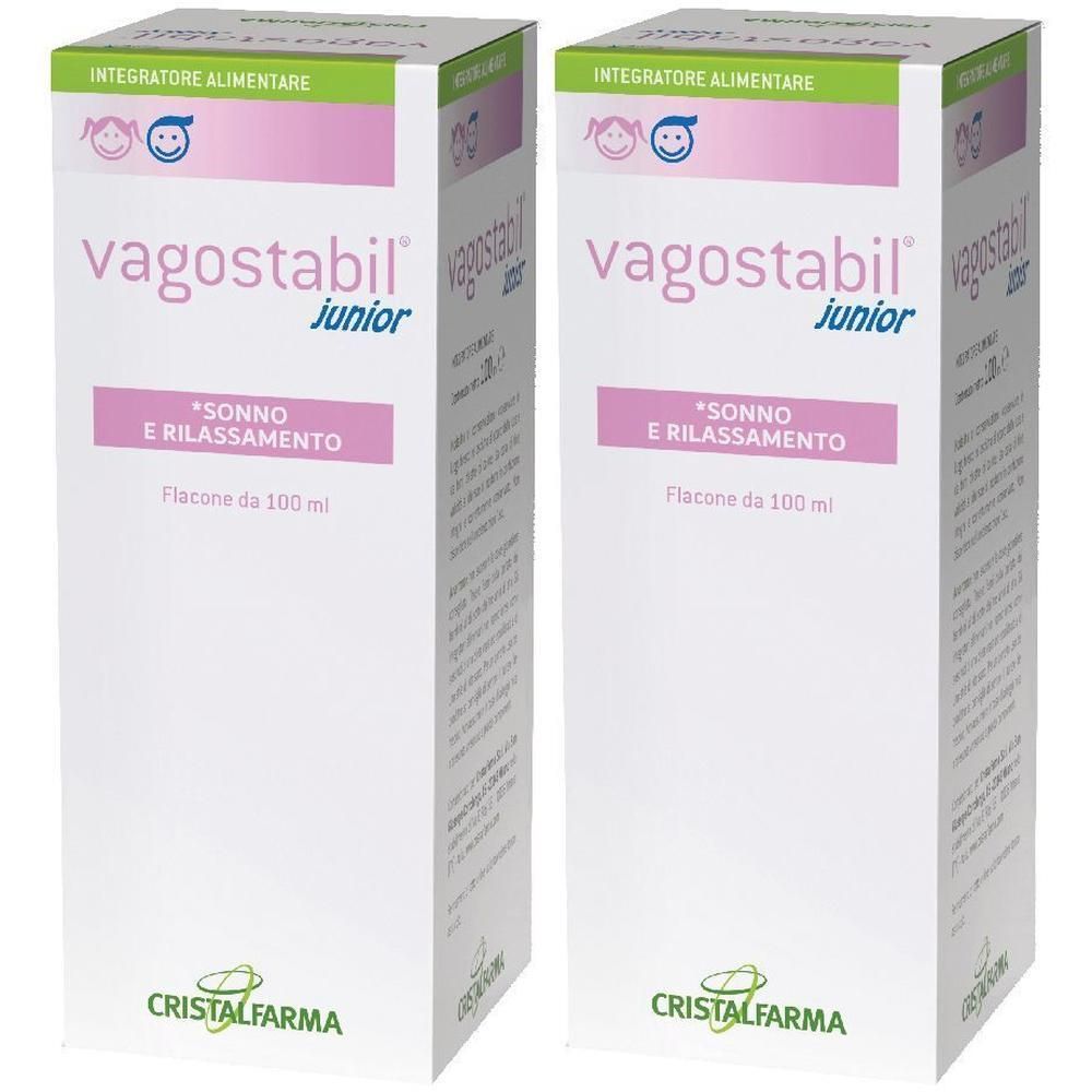 Due confezioni di Vagostabil Junior, integratore alimentare per sonno e rilassamento.