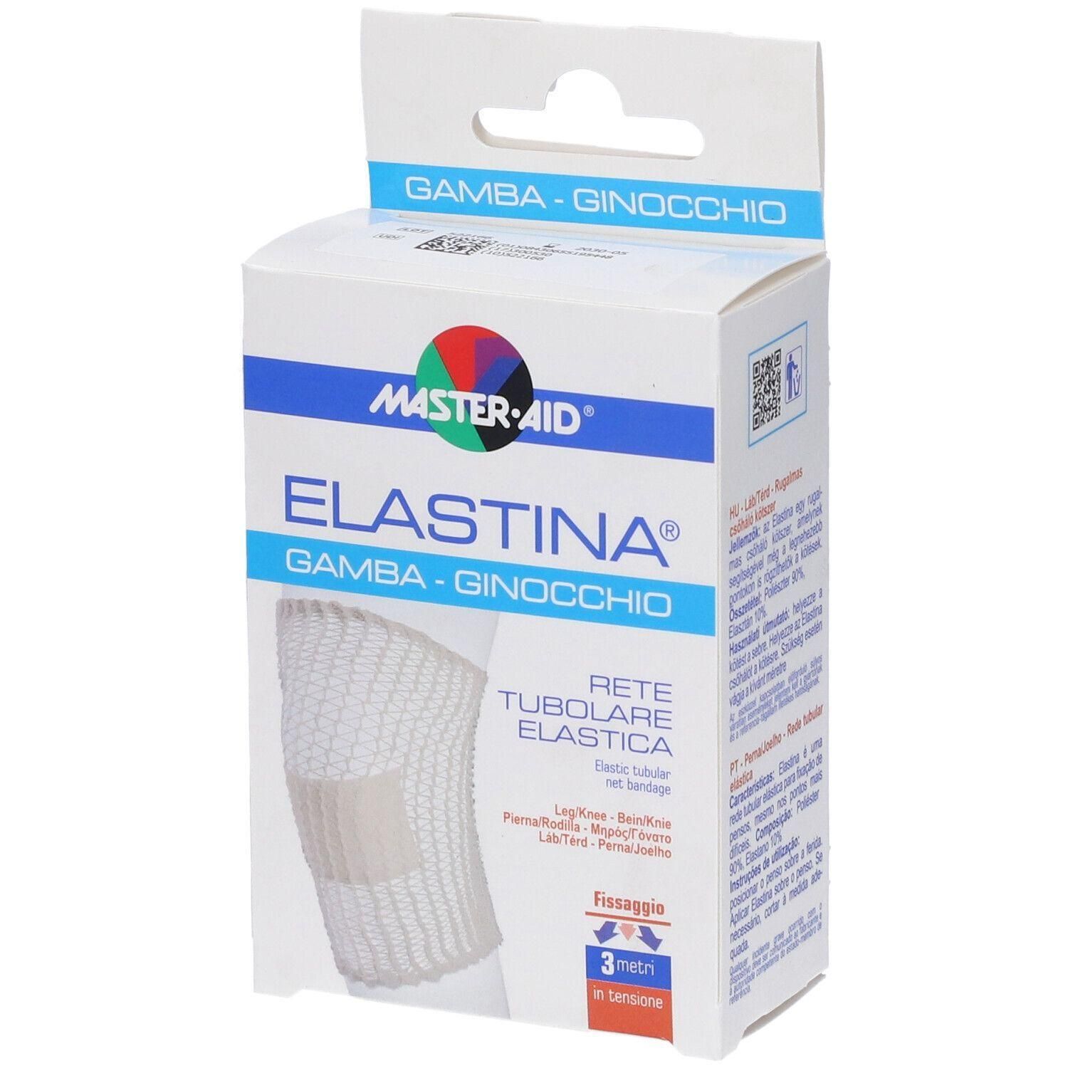 Rete tubolare elastica Master Aid Elastina per gamba e ginocchio, 3m, in tensione.