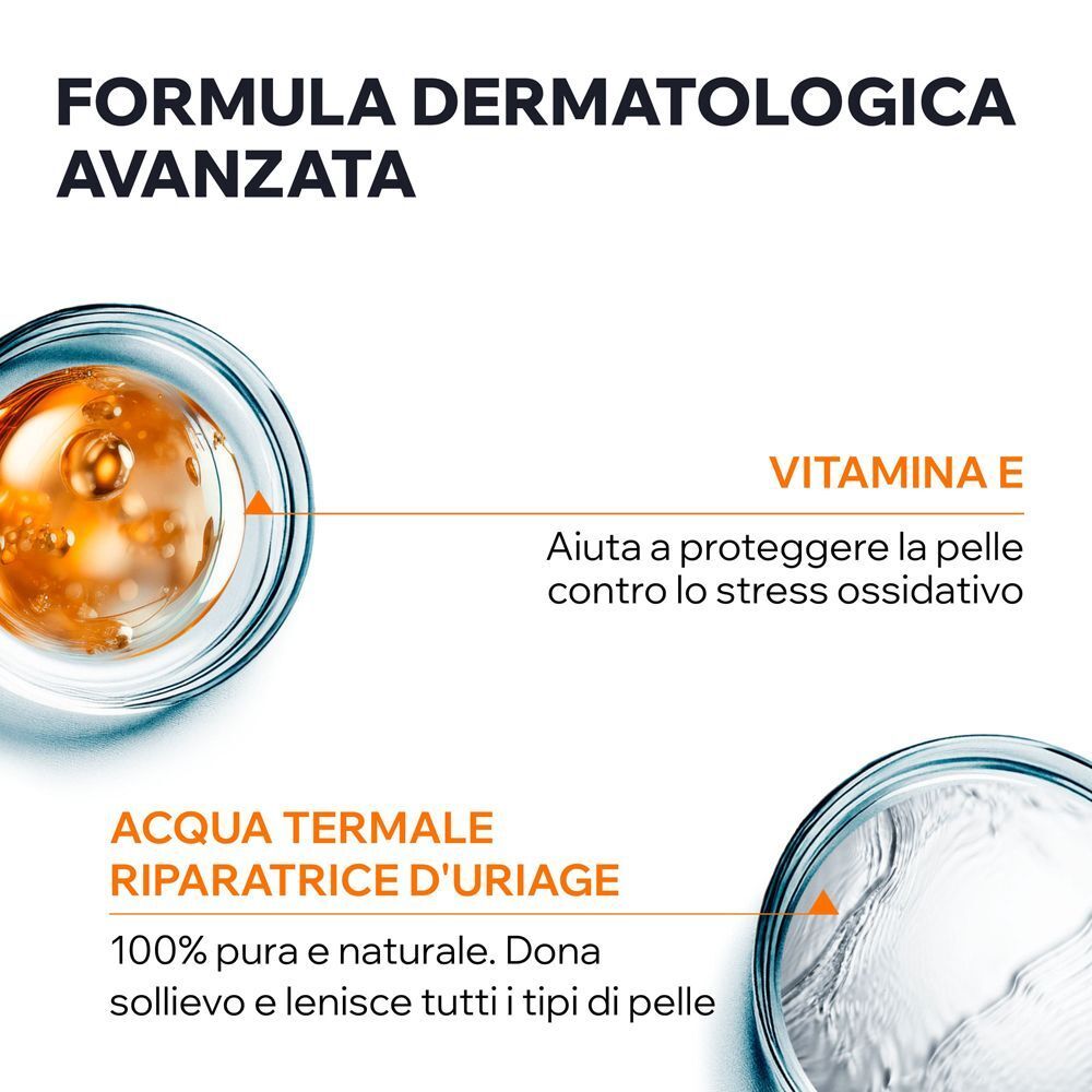 URIAGE Bariésun: Vitamina E protegge dallo stress ossidativo, acqua termale lenitiva.
