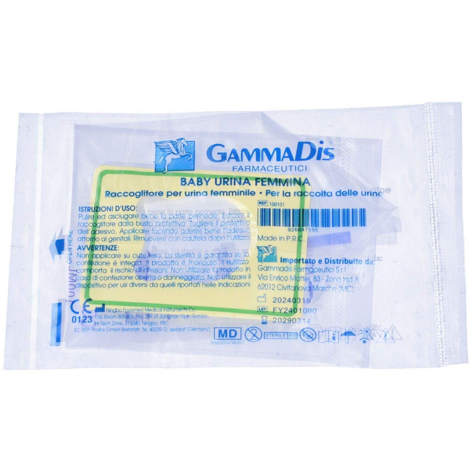 Sacchetto per raccolta urine per bambina, marca GAMMADis.