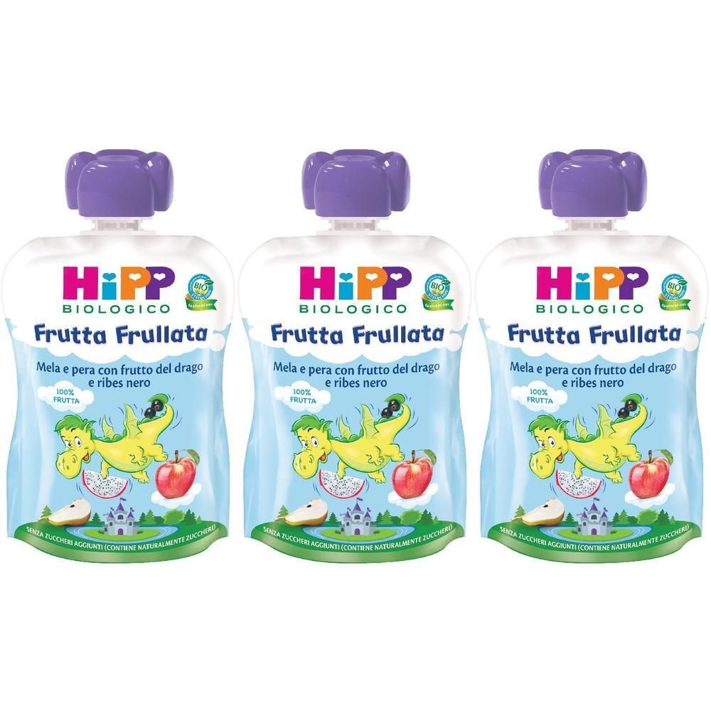 HiPP Biologico Frutta Frullata Pera e mela Frutto del Drago e Ribes nero
