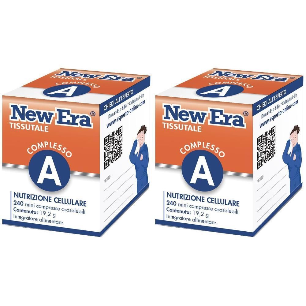 Due confezioni New Era "Complesso A" Tissutale, 240 mini compresse, 19,2g.