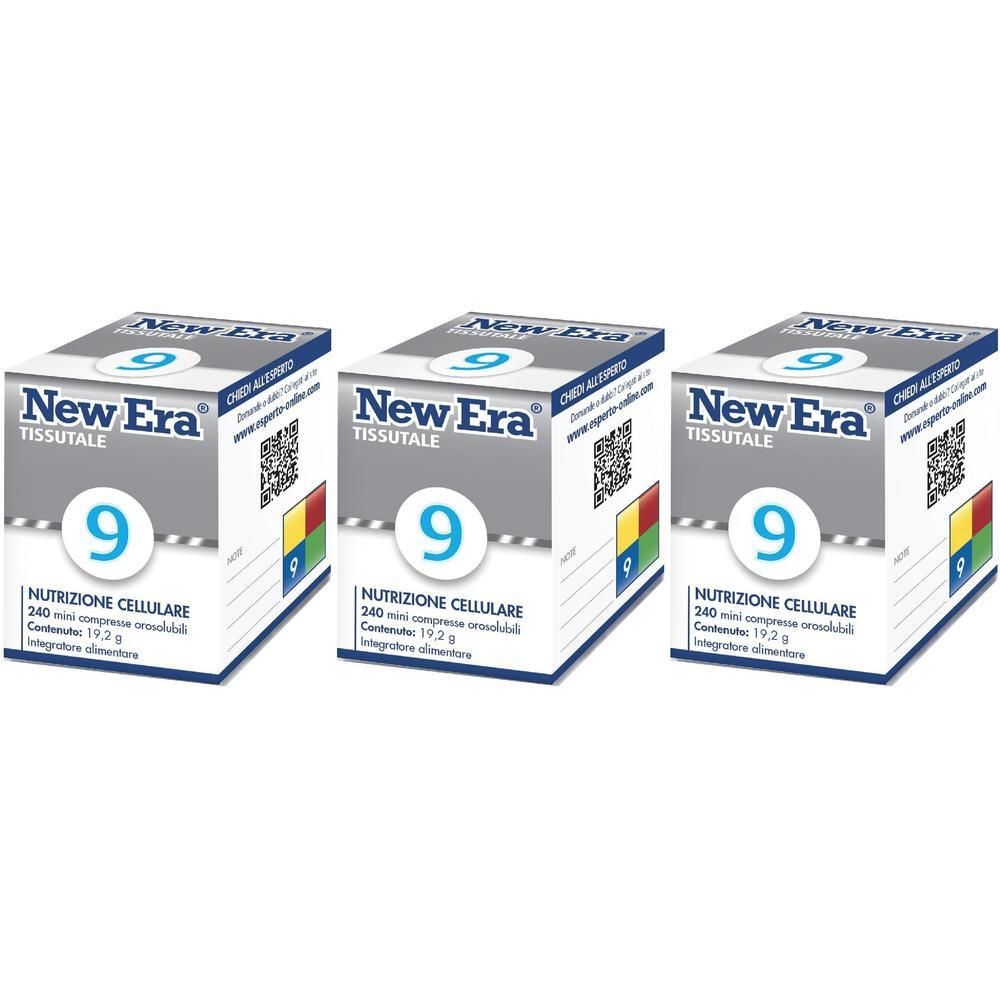 Tre confezioni di New Era Tissutale 9 per la nutrizione cellulare, 240 compresse per confezione.