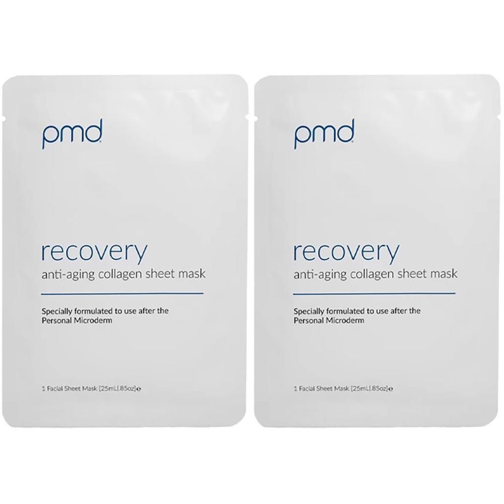 Due confezioni di maschere viso in tessuto al collagene anti-età PMD Recovery.