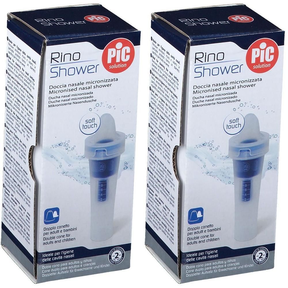 Due confezioni di doccia nasale micronizzata PIC Rino Shower.