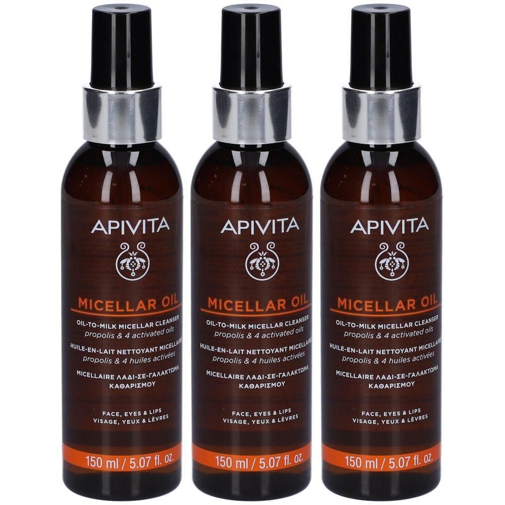 Apivita Olio-Latte Detergente Micellare per Viso Occhi e Labbra rimuove il trucco waterproof