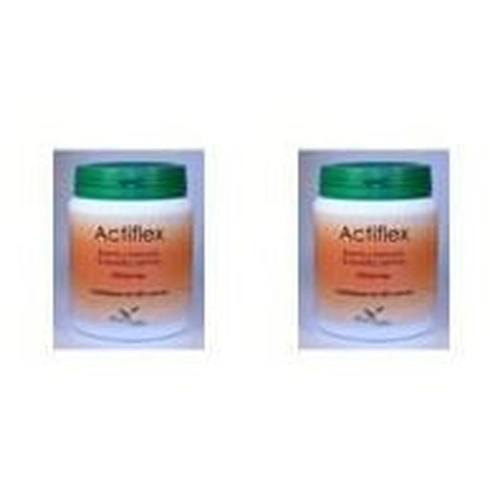 Due barattoli di capsule Actiflex con tappi verdi ed etichette arancioni e bianche.