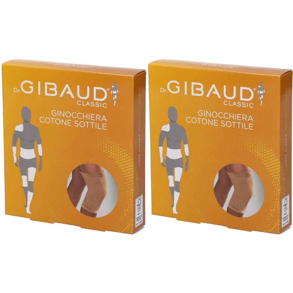 Due confezioni di ginocchiera Gibaud in cotone sottile, beige.