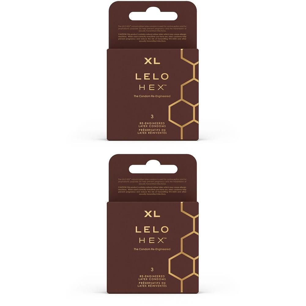 Due confezioni di Lelo HEX Preservativi Respect XL, ciascuna da 3 pezzi.