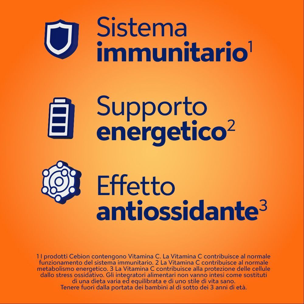 Icone per sistema immunitario, supporto energetico e antiossidante con descrizioni testuali in italiano.