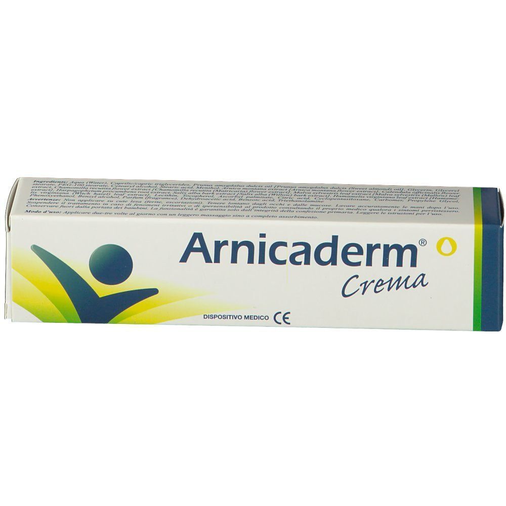 Confezione di Arnicaderm® Crema, vista frontalmente con logo e marchio CE.
