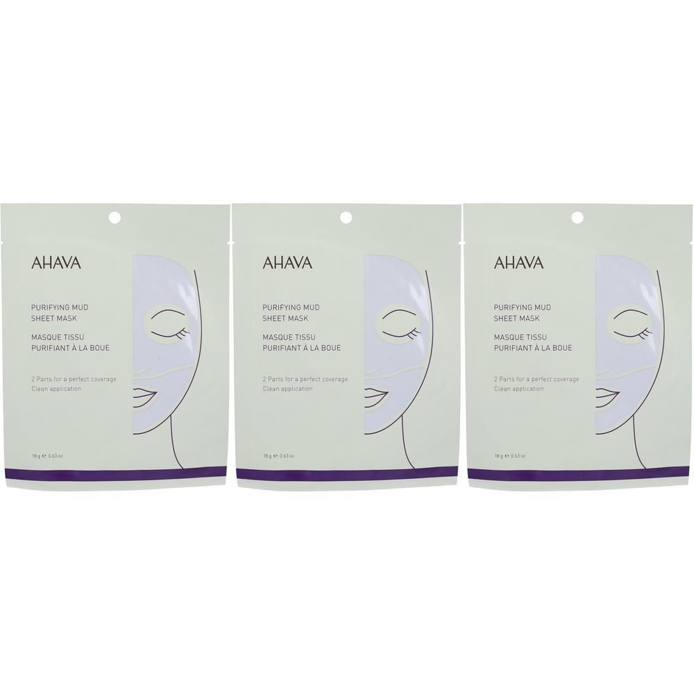 Tre maschere viso in tessuto purificanti all'argilla AHAVA.
