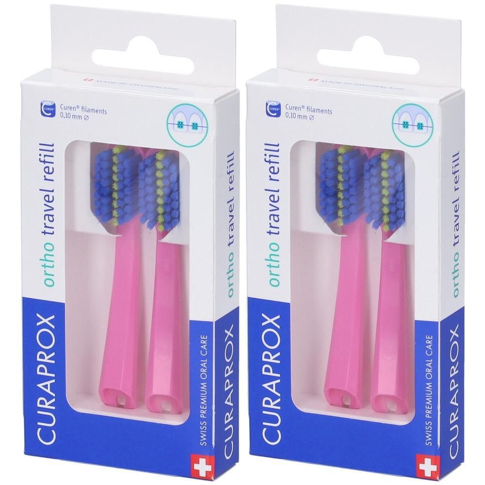 Curaprox Testine Di Ricambio Per Spazzolino Da Viaggio Ortho Pink 2 Pezzi