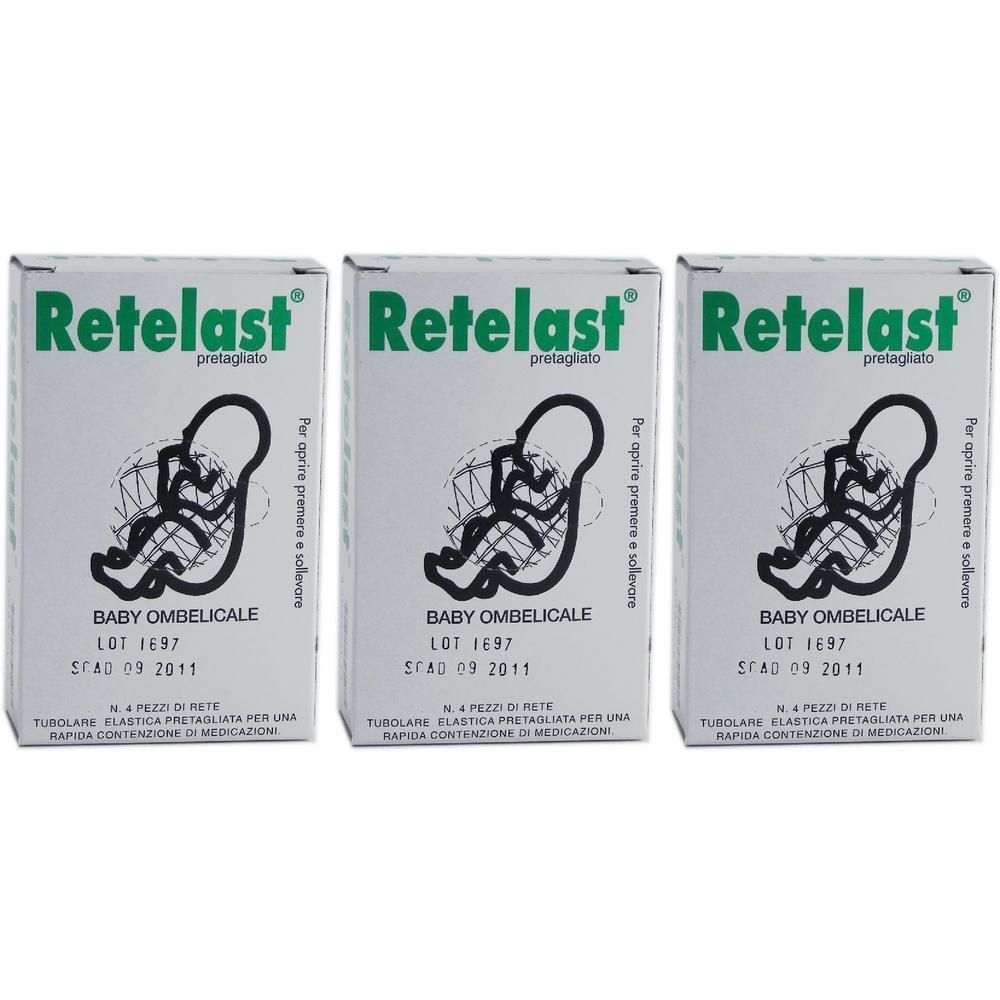 Rete Tubolare Retelast Elastica Pretagliata Bianca Baby Ombelicale 4 Pezzi