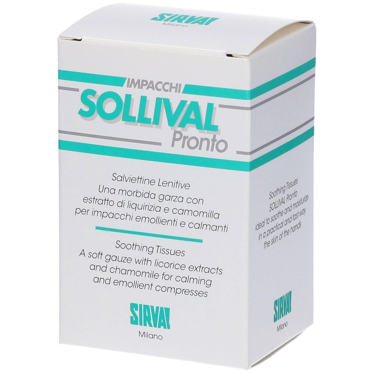 Sollival Pronto: Salviettine lenitive su garza morbida con estratti di liquirizia e camomilla.