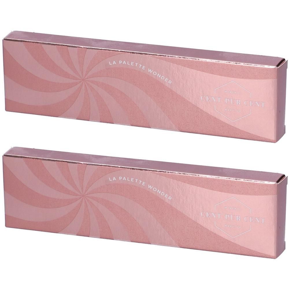 Due scatole rosa con scritte "LA PALETTE WONDER" e "LENTHERIC", motivo a spirale.