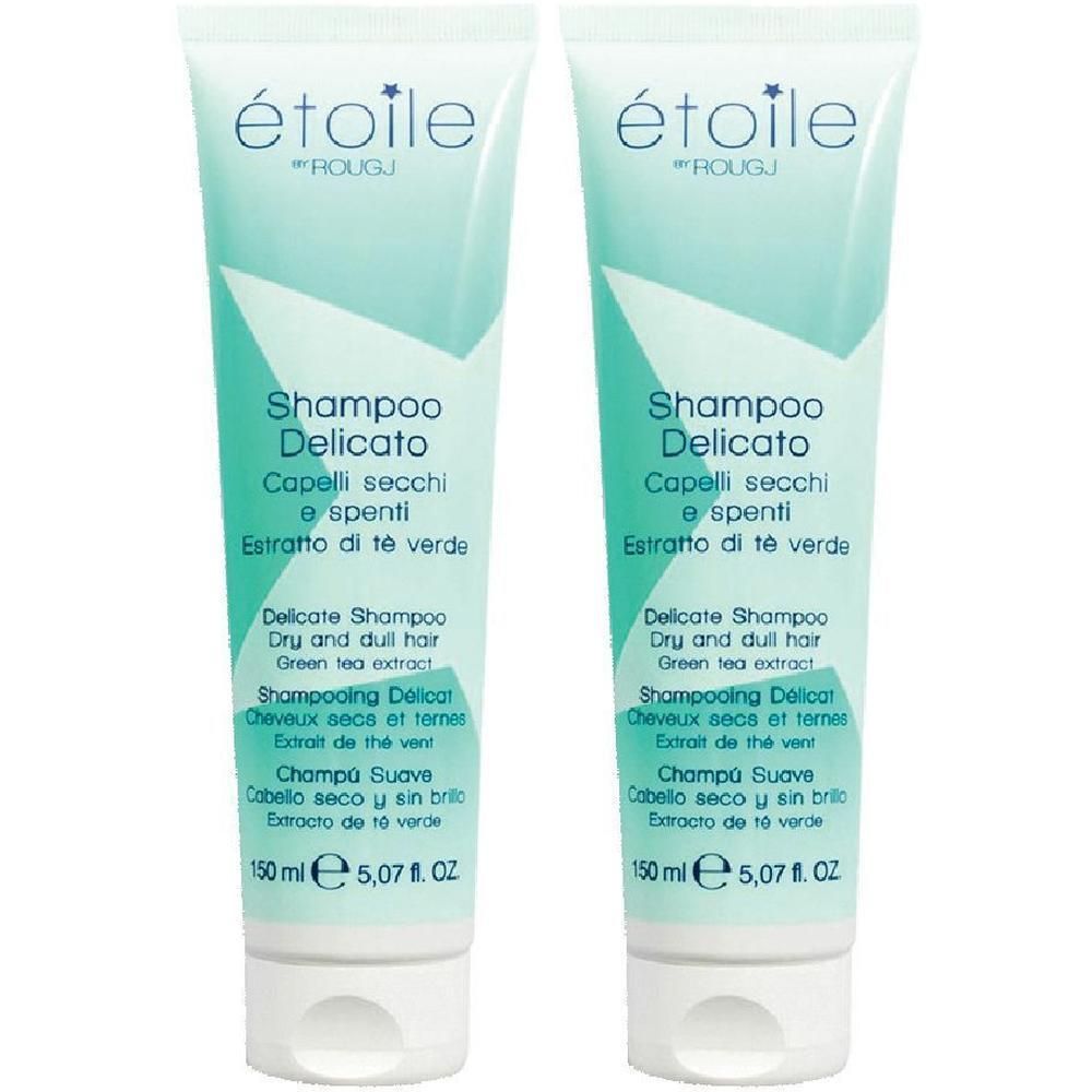Due flaconi di "Shampoo Delicato" con estratto di tè verde per capelli secchi, 150 ml ciascuno.